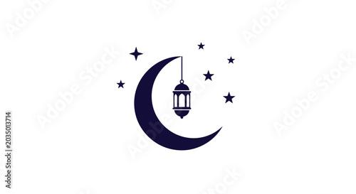 Islamic crescent moon lantern symbol.