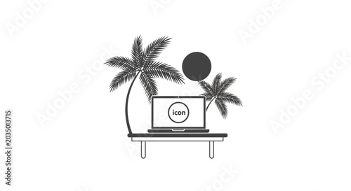 Laptop on a table outdoors.