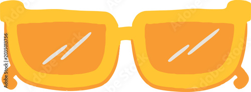 Cuadro en lienzo A bold flat design illustration of sunglasses featuring a thick, bright yellow r