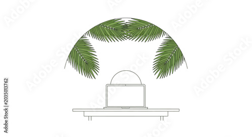 Palm tree leaves on a table.