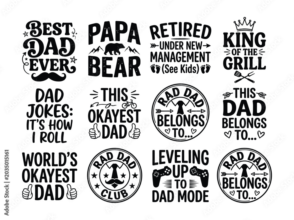 Obraz premium Funny Dad Joke and Grill Master Badges Design Collection Isolated