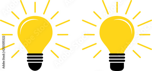 Fotografía Light bulb with rays shine icon set