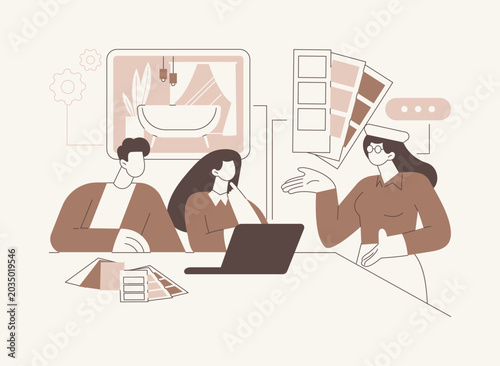 Interior designer isolated cartoon vector illustrations.