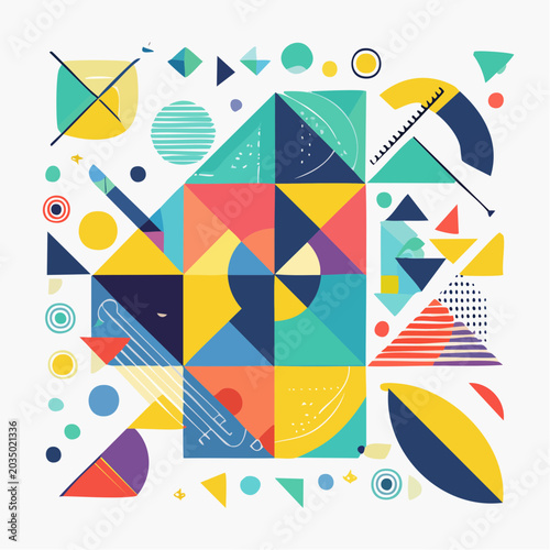 Abstract Geometric Composition with Colorful Shapes