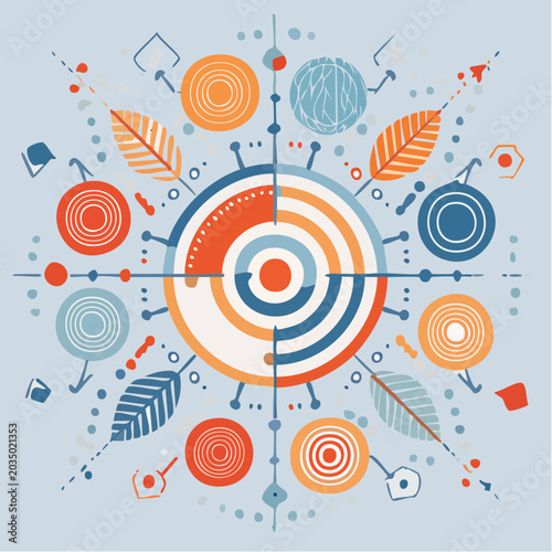 Abstract Geometric Mandala with Organic Elements