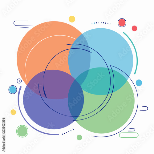 Abstract Overlapping Circles with Geometric Elements