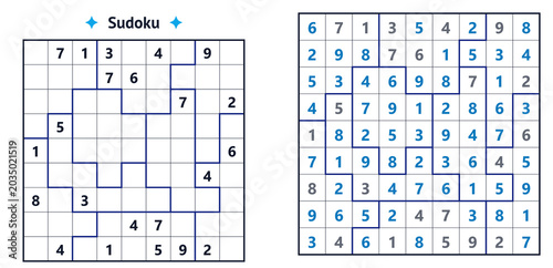 Tableau sur toile Sudoku puzzle grid with different complexity levels displayed