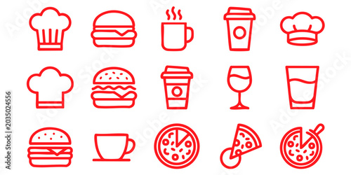 Obraz na płótnie Food icons showcase various cuisine options and beverages on display
