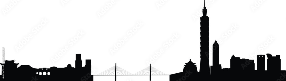 Naklejka premium Taipei city skyline prepared in vector