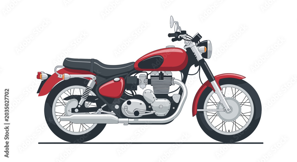 Obraz premium Vintage Red Motorcycle Isolated on White Background