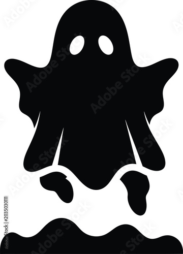 Schilderij op canvas Spooky halloween ghost silhouette floating over mystical ground holiday theme ve