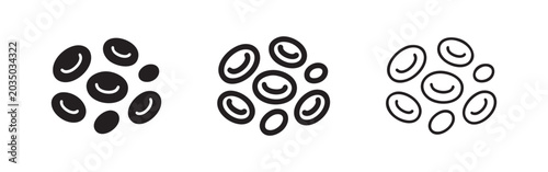 Bild auf Leinwand Red Blood Cells Microscopic View Icon Set - Biology and Medical Symbol