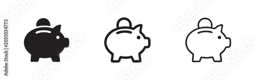 Foto Piggy bank icon set, savings symbol, money management or financial investment in