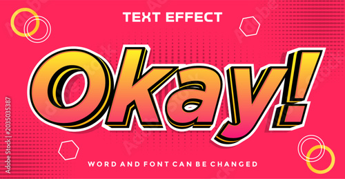 Okay 3D Text Effect with Playful Yellow and Pink Gradient Typography on Halftone Pink Background
