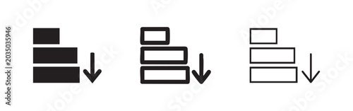 Obraz na płótnie Stacked items with down arrow icon set