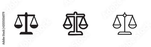 Obraz na płótnie Balance scales icon set for justice, law, and equality concepts