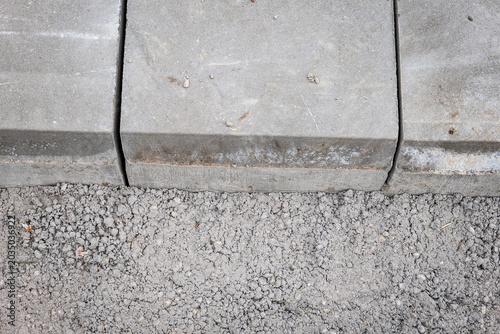 Photos Concrete Curbstone Installation Detail Along Sidewalk Construction and Urban Inf