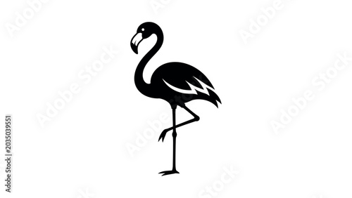 Flamingo Bird Standing Silhouette Vector Illustration Design