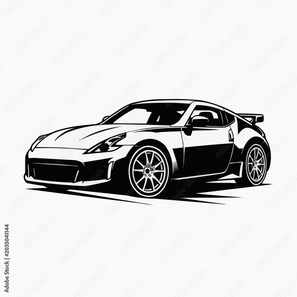 Obraz premium Dynamic vector illustration of a contemporary high-performance sports vehicle, showcasing its sleek lines and powerful automotive design for enthusiasts