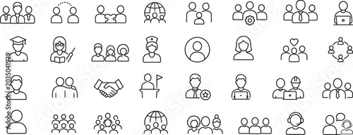 Schilderij op canvas Human Resource and Teamwork Icon Set