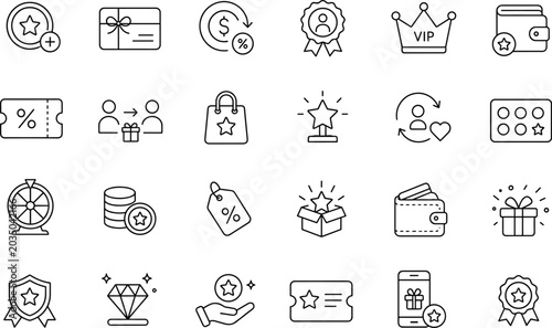 Obraz na płótnie Assortment of outline icons for rewards and promotions