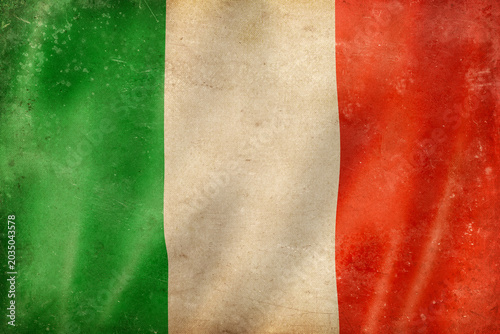 Old vintage flag of Italy, worn and stained