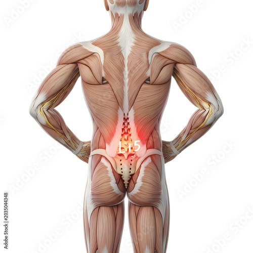 Human muscular back and arm anatomy illustration
