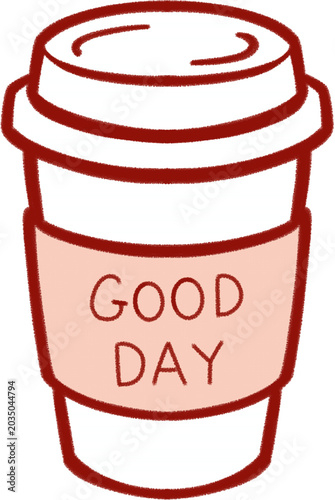Good Day Coffee To Go Cup Cute Cafe Beverage Illustration