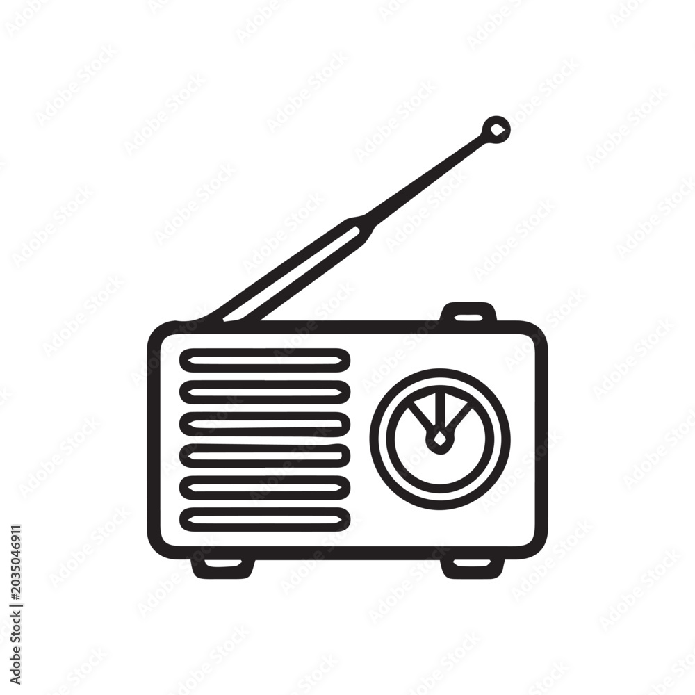 Fototapeta premium Vintage radio with antenna and dial icon