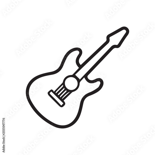 Schilderij op canvas Simple outline drawing of an acoustic guitar