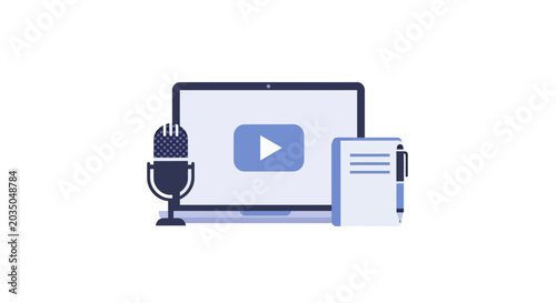 Laptop with video play button screen.