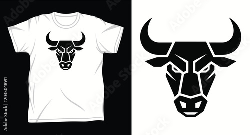 Fotografía Stylized bull head graphic symbol for strength and power.