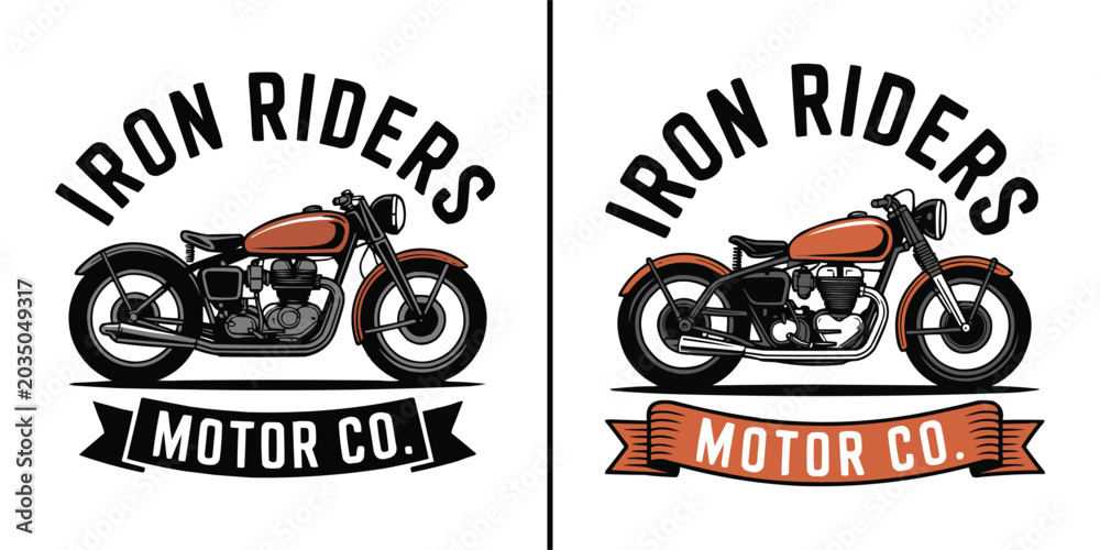 Fototapeta premium Vintage motorcycle emblem design for an iron riders motor company
