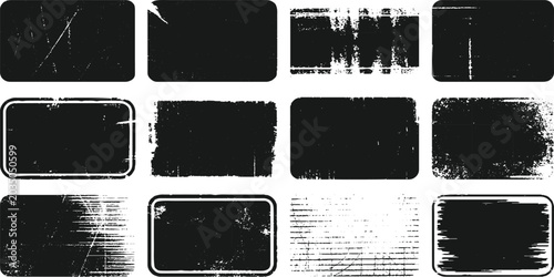 Bild auf Leinwand Black and white smartphone set with grunge frame and keyboard button design illu
