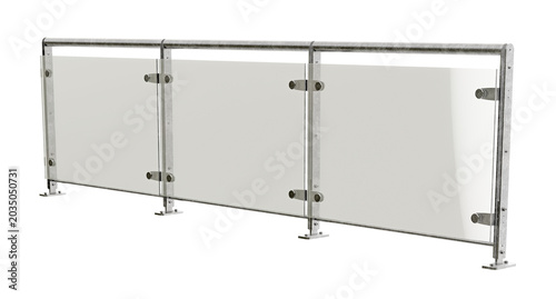 Foto high quality 3d realistic render of modern glass balustrade with stainless steel