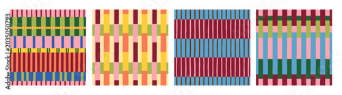 Geometric seamless striped patterns set. Endless geometry and grid designs in...