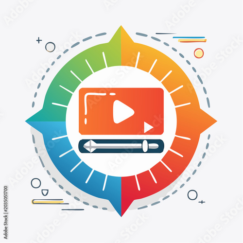 Video Player Icon with Play Button and Progress Bar