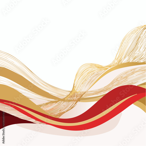 Abstract Golden and Red Waves Background