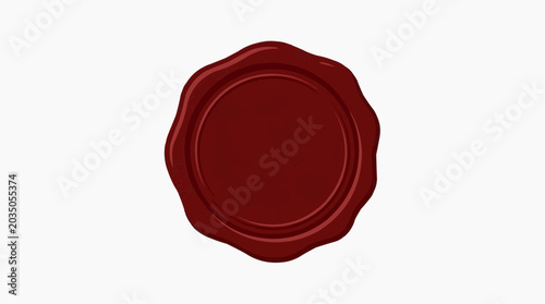Blank red wax seal stamp with wavy edges on white background