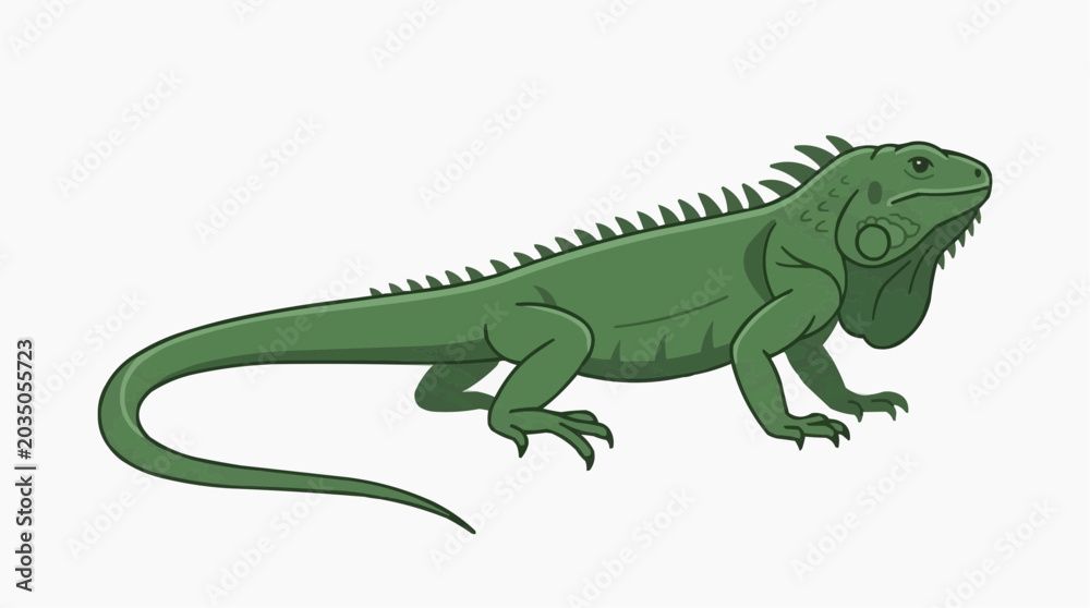 Fototapeta premium Green Iguana Reptile Illustration Isolated on White Background