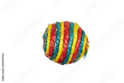 colorful ball of yarn for pets as play toy ball isolated on white or transparent png