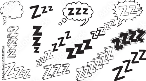 Fotografi Sleep, Zzz, Dream, Bubble, Icon, Vector, Black and White, Speech Bubble, Cartoon