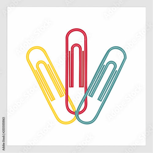 Three colorful paper clips