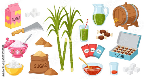 Bild auf Leinwand Sugar and sweet treats ingredients, baking and cooking concept, food background