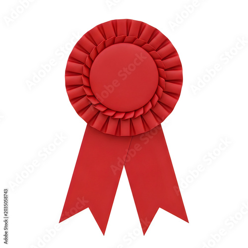 Red ribbon award badge isolated