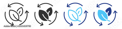 Εκτύπωση καμβά Environmental recycling icon with circular arrows and eco leaf sustainability sy