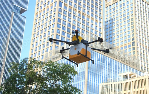 Quadro su tela Food Delivery by Drone in Shenzhen, China