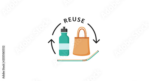 Reuse concept with eco friendly items.