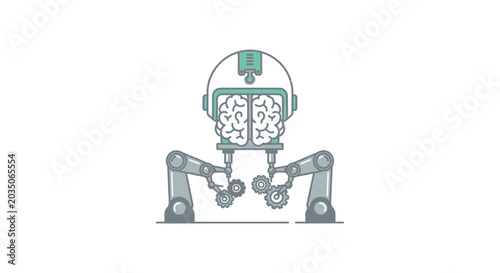 Robot with brain inside head.