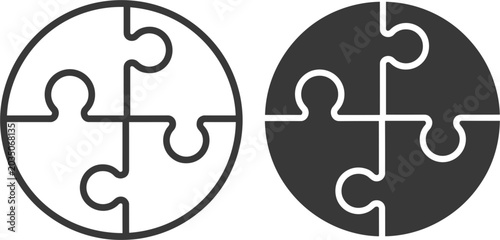 Fotografía Puzzle circle vector icon collection isolated, teamwork connection and problem s